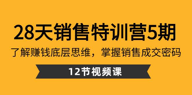 28天·销售特训营5期：了解赚钱底层思维，掌握销售成交密码（12节课）阿朗网创吧-网创项目资源站-副业项目-创业项目-搞钱项目阿朗网创吧