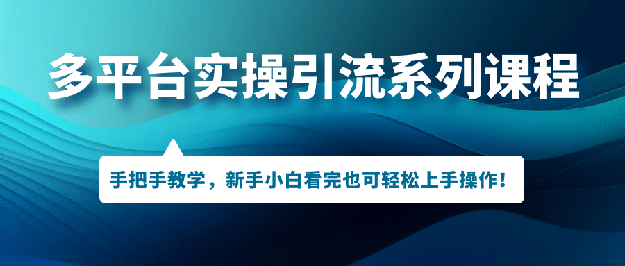 多平台实操引流系列课程，手把手教学，新手小白看完也可轻松上手引流操作阿朗网创吧-网创项目资源站-副业项目-创业项目-搞钱项目阿朗网创吧