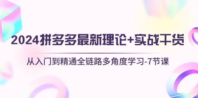 2024拼多多 最新理论+实战干货，从入门到精通全链路多角度学习-7节课阿朗网创吧-网创项目资源站-副业项目-创业项目-搞钱项目阿朗网创吧