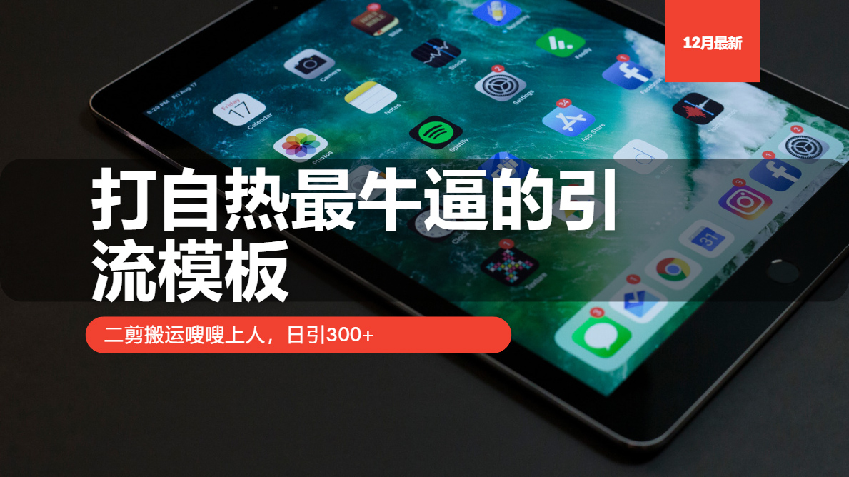 打自热最牛逼的引流模板，日引300+，二剪搬运嗖嗖上人阿朗网创吧-网创项目资源站-副业项目-创业项目-搞钱项目阿朗网创吧