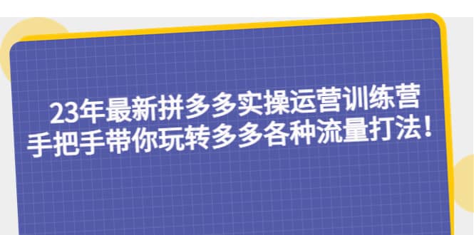 23年最新拼多多实操运营训练营：手把手带你玩转多多各种流量打法！阿朗网创吧-网创项目资源站-副业项目-创业项目-搞钱项目阿朗网创吧