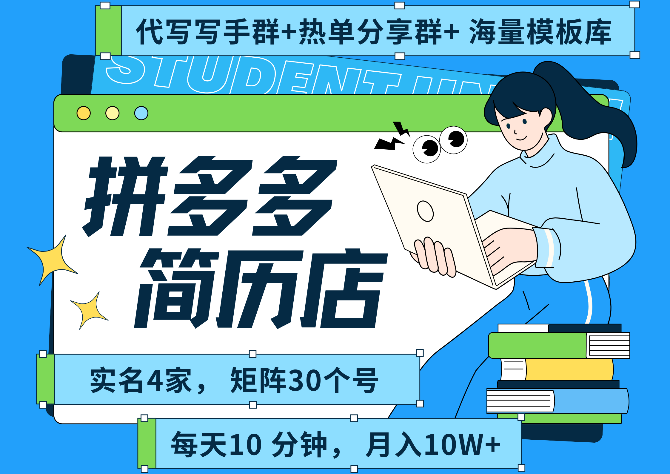 拼多多 虚拟资料 简历 海报代写 全SOP流程 毫无保留分享（含后端资料以及代写渠道）每天十分钟 每人实名四个店  矩阵30个账号  轻轻松松 月入10W阿朗网创吧-网创项目资源站-副业项目-创业项目-搞钱项目阿朗网创吧