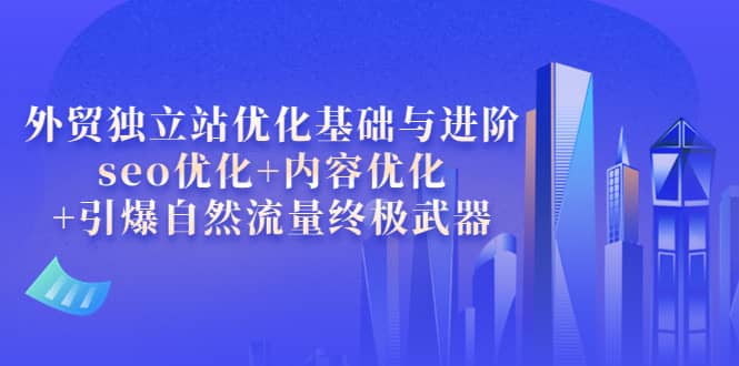 外贸独立站优化基础与进阶，seo优化+内容优化+引爆自然流量终极武器阿朗网创吧-网创项目资源站-副业项目-创业项目-搞钱项目阿朗网创吧