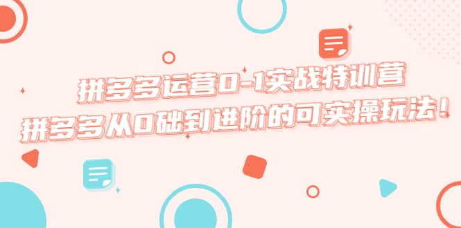拼多多运营0-1实战特训营，拼多多从0础到进阶的可实操玩法网创吧-网创项目资源站-副业项目-创业项目-搞钱项目阿朗网创吧