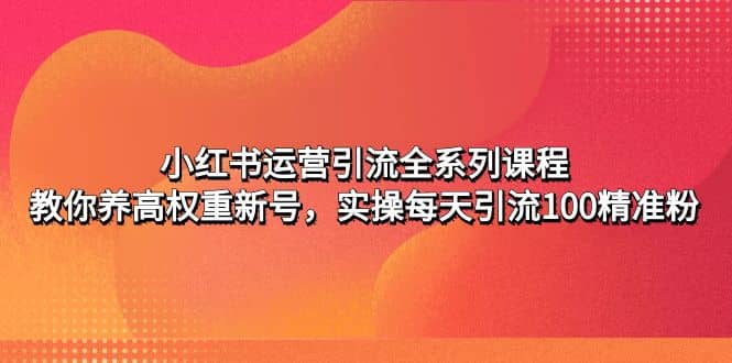 小红书运营引流全系列课程：教你养高权重新号阿朗网创吧-网创项目资源站-副业项目-创业项目-搞钱项目阿朗网创吧