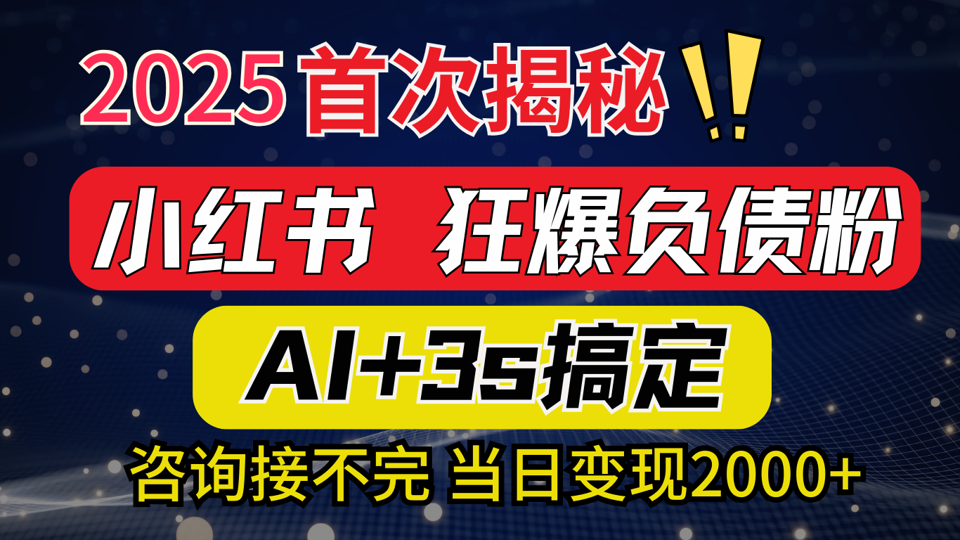 2025引流天花板：最新小红书狂暴负债粉思路，咨询接不断，当日入2000+阿朗网创吧-网创项目资源站-副业项目-创业项目-搞钱项目阿朗网创吧