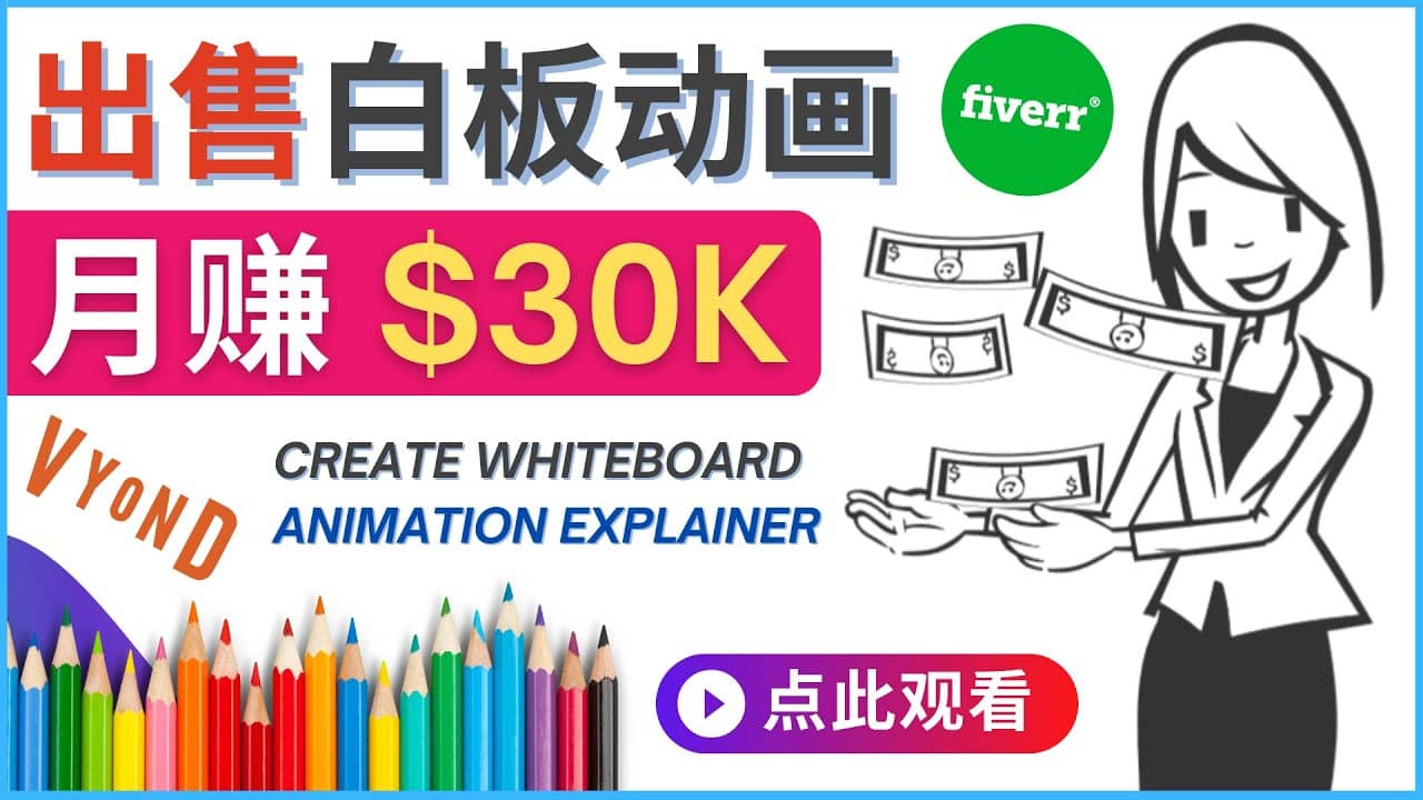 如何用最简单制作白板动画（WhiteBoard Animation）月赚3万美元阿朗网创吧-网创项目资源站-副业项目-创业项目-搞钱项目阿朗网创吧