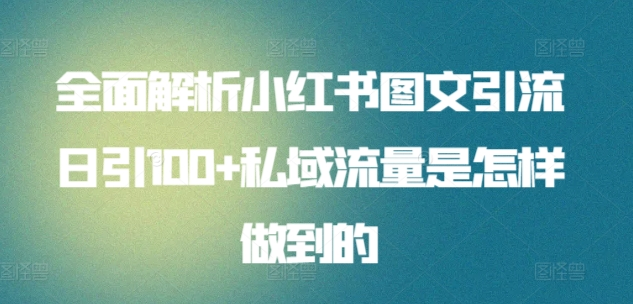 日引流100私域流量小红书图文是怎样做到的全面解析阿朗网创吧-网创项目资源站-副业项目-创业项目-搞钱项目阿朗网创吧