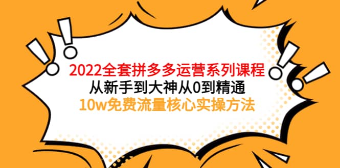 2022全套拼多多运营课程，从新手到大神从0到精通，10w免费流量核心实操方法阿朗网创吧-网创项目资源站-副业项目-创业项目-搞钱项目阿朗网创吧