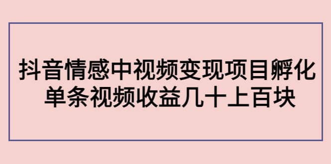 抖音情感中视频变现项目孵化阿朗网创吧-网创项目资源站-副业项目-创业项目-搞钱项目阿朗网创吧
