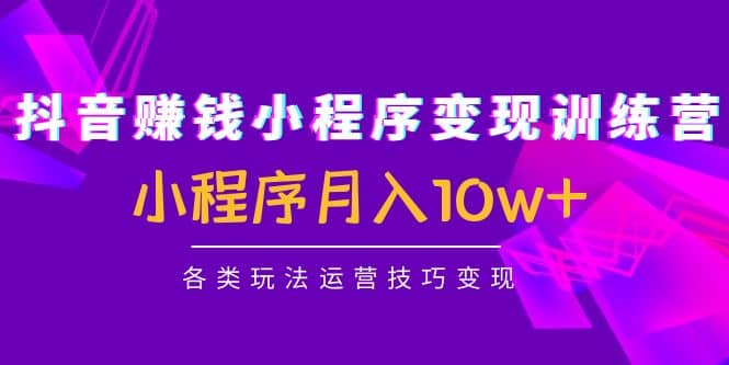 抖音小程序变现训练营：小程序各类玩法运营技巧变现阿朗网创吧-网创项目资源站-副业项目-创业项目-搞钱项目阿朗网创吧