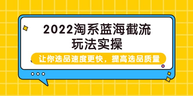 2022淘系蓝海截流玩法实操：让你选品速度更快，提高选品质量（价值599）阿朗网创吧-网创项目资源站-副业项目-创业项目-搞钱项目阿朗网创吧