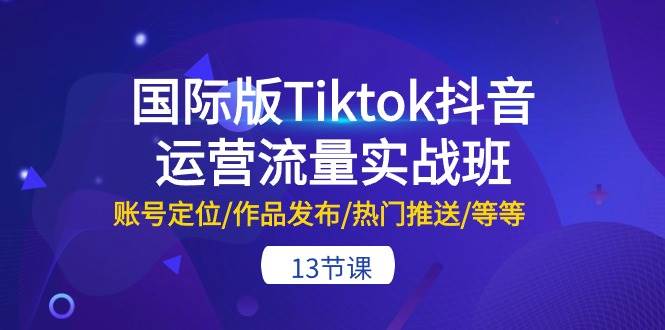 国际版Tiktok抖音运营流量实战班：账号定位/作品发布/热门推送/等等-13节阿朗网创吧-网创项目资源站-副业项目-创业项目-搞钱项目阿朗网创吧