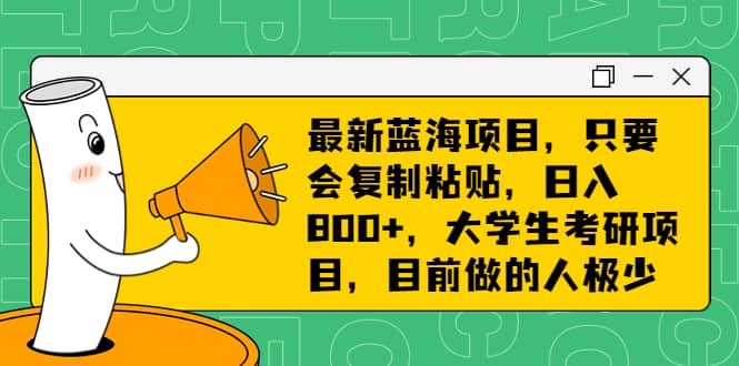 最新蓝海项目，只要会复制粘贴，日入800+，大学生考研项目，目前做的人极少阿朗网创吧-网创项目资源站-副业项目-创业项目-搞钱项目阿朗网创吧