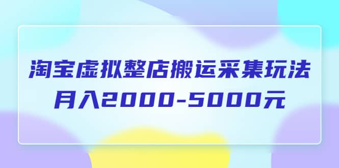 淘宝虚拟整店搬运采集玩法分享课：月入2000-5000元（5节课）阿朗网创吧-网创项目资源站-副业项目-创业项目-搞钱项目阿朗网创吧