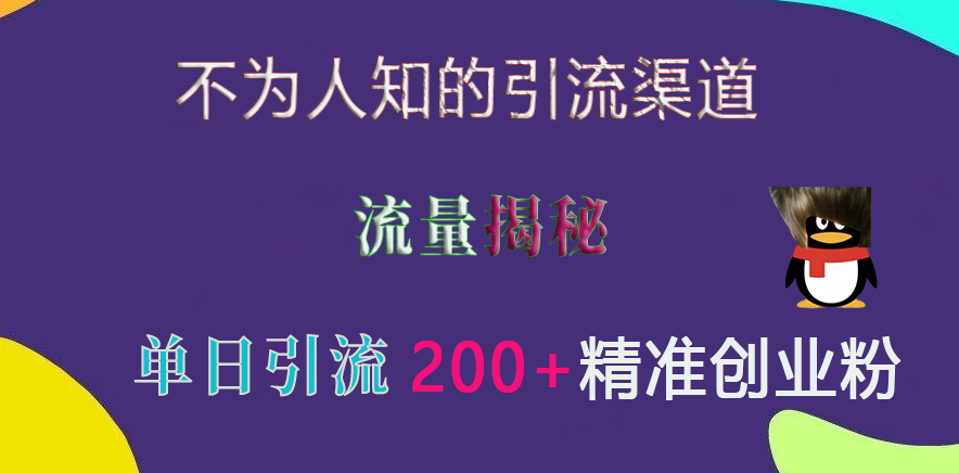 不为人知的引流渠道，流量揭秘，实测单日引流200+精准创业粉阿朗网创吧-网创项目资源站-副业项目-创业项目-搞钱项目阿朗网创吧