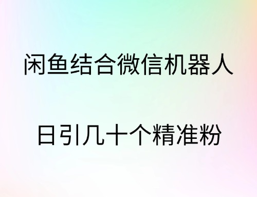 闲鱼结合微信机器人，日引几十个精准粉阿朗网创吧-网创项目资源站-副业项目-创业项目-搞钱项目阿朗网创吧