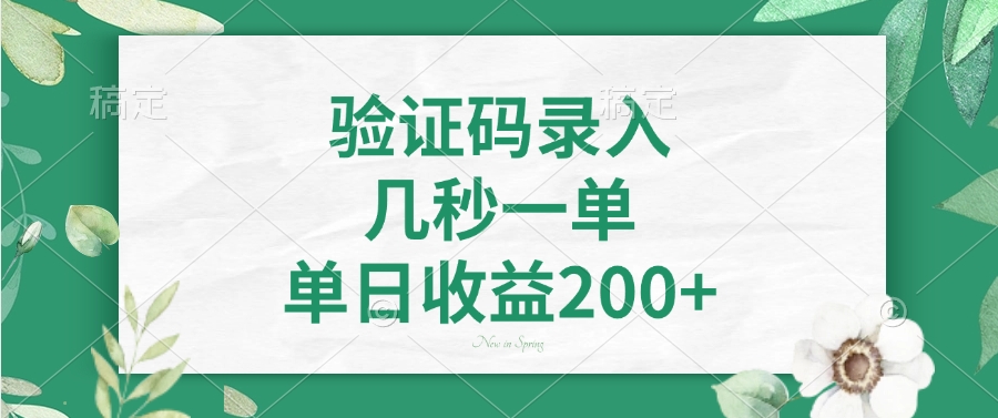 验证码录入，几秒一单，单日收益200+阿朗网创吧-网创项目资源站-副业项目-创业项目-搞钱项目阿朗网创吧