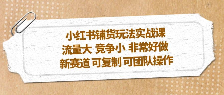 小红书铺货玩法实战课，流量大 竞争小 非常好做 新赛道 可复制 可团队操作阿朗网创吧-网创项目资源站-副业项目-创业项目-搞钱项目阿朗网创吧