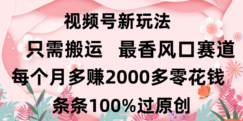 日入2000+,条条100%过原创,视频号最香风口赛道,小白轻松上手阿朗网创吧-网创项目资源站-副业项目-创业项目-搞钱项目阿朗网创吧