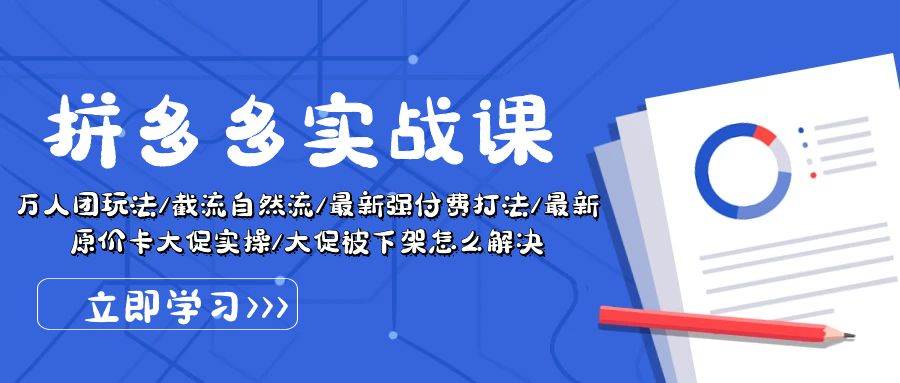 拼多多·实战课：万人团玩法/截流自然流/最新强付费打法/最新原价卡大促..阿朗网创吧-网创项目资源站-副业项目-创业项目-搞钱项目阿朗网创吧