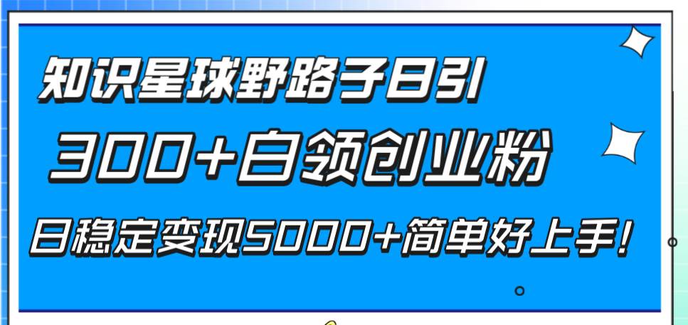 知识星球野路子日引300+白领创业粉，日稳定变现5000+简单好上手！阿朗网创吧-网创项目资源站-副业项目-创业项目-搞钱项目阿朗网创吧