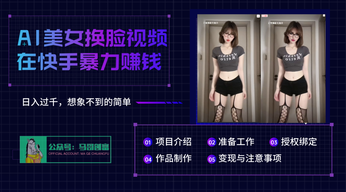 AI批量生成美女换脸视频，结合抖音快手暴利赚钱，通过此方法拉新日入过千阿朗网创吧-网创项目资源站-副业项目-创业项目-搞钱项目阿朗网创吧