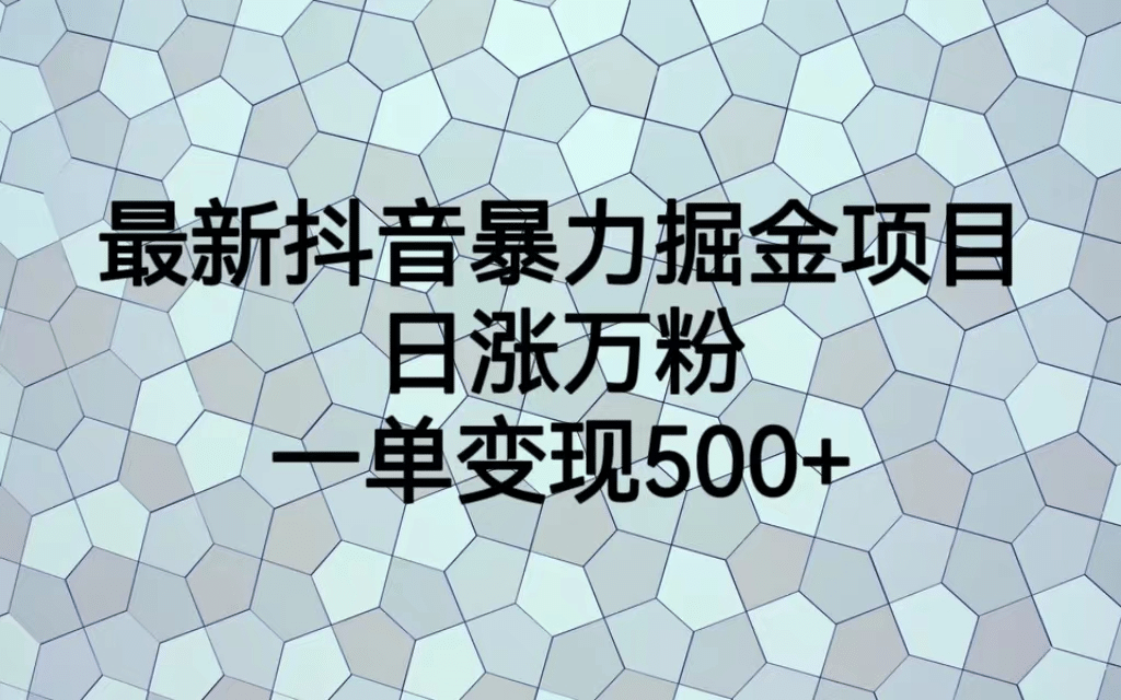 最火热的抖音暴力掘金项目，日涨万粉，多种变现方式，一单变现可达500+阿朗网创吧-网创项目资源站-副业项目-创业项目-搞钱项目阿朗网创吧