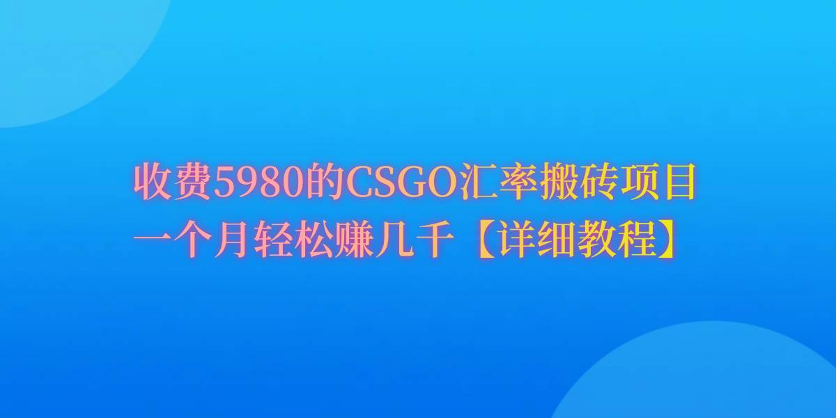 CSGO装备搬砖，月综合收益率高达60%，你也可以！阿朗网创吧-网创项目资源站-副业项目-创业项目-搞钱项目阿朗网创吧