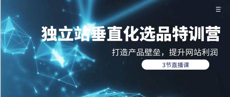 独立站-垂直化选品训练营，打造产品壁垒，提升网站利润（3节直播课）阿朗网创吧-网创项目资源站-副业项目-创业项目-搞钱项目阿朗网创吧