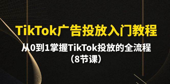 TikTok广告投放入门教程，从0到1掌握TikTok投放的全流程（8节课）阿朗网创吧-网创项目资源站-副业项目-创业项目-搞钱项目阿朗网创吧