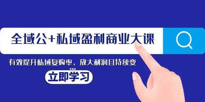 全域公+私域盈利商业大课，有效提升私域复购率，放大利润且持续变现阿朗网创吧-网创项目资源站-副业项目-创业项目-搞钱项目阿朗网创吧