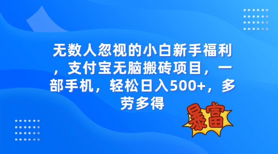 无数人忽视的项目，支付宝无脑搬砖项目，一部手机即可操作，轻松日入500+阿朗网创吧-网创项目资源站-副业项目-创业项目-搞钱项目阿朗网创吧