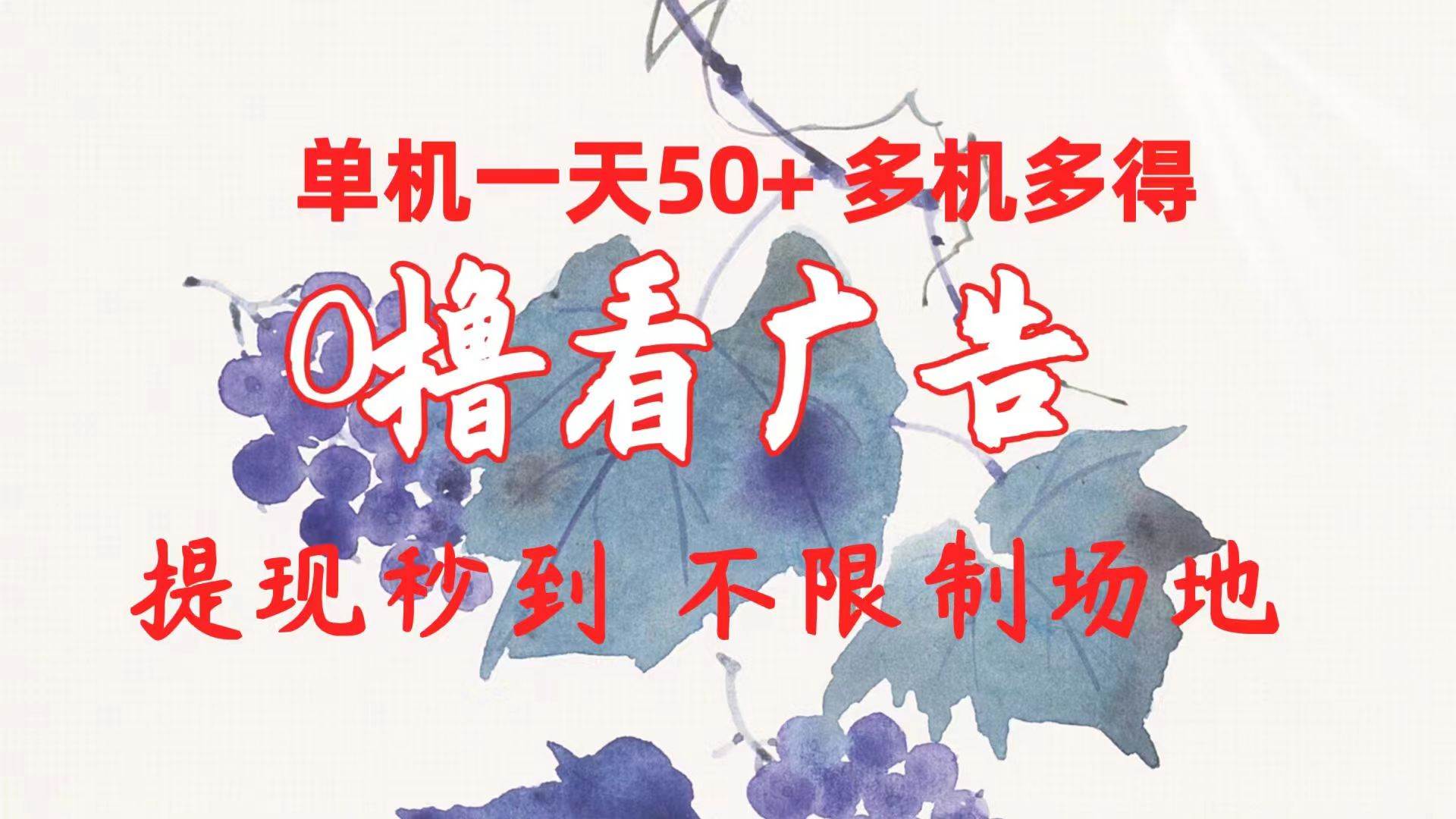 0撸看广告 单机一天50+多机多得 提现秒到 不限制场地操作阿朗网创吧-网创项目资源站-副业项目-创业项目-搞钱项目阿朗网创吧
