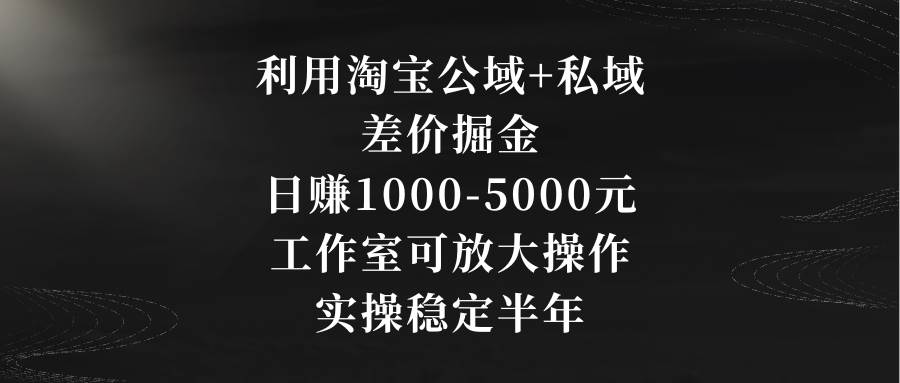 利用淘宝公域+私域差价掘金，日赚1000-5000元，工作室可放大操作，实操…阿朗网创吧-网创项目资源站-副业项目-创业项目-搞钱项目阿朗网创吧