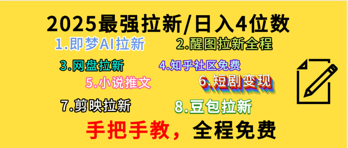 全程免费，手把手教，日入4位数的拉新项目，教会你免费使用各种AI软件，并且持续更新市面上最新的项目哦！阿朗网创吧-网创项目资源站-副业项目-创业项目-搞钱项目阿朗网创吧