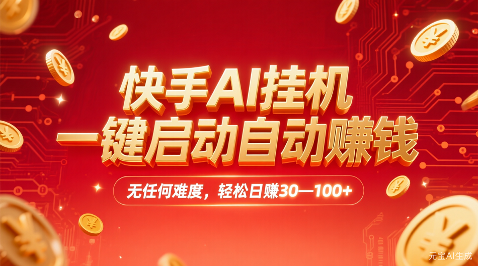 快手AI,一键启动自动赚钱 无任何难度,轻松一天30—100+阿朗网创吧-网创项目资源站-副业项目-创业项目-搞钱项目阿朗网创吧