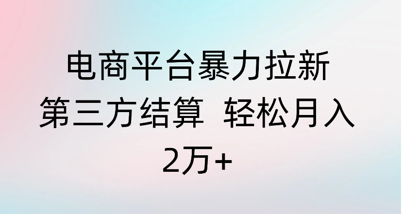 电商平台暴力拉新第三方结算 轻松月入2万+阿朗网创吧-网创项目资源站-副业项目-创业项目-搞钱项目阿朗网创吧