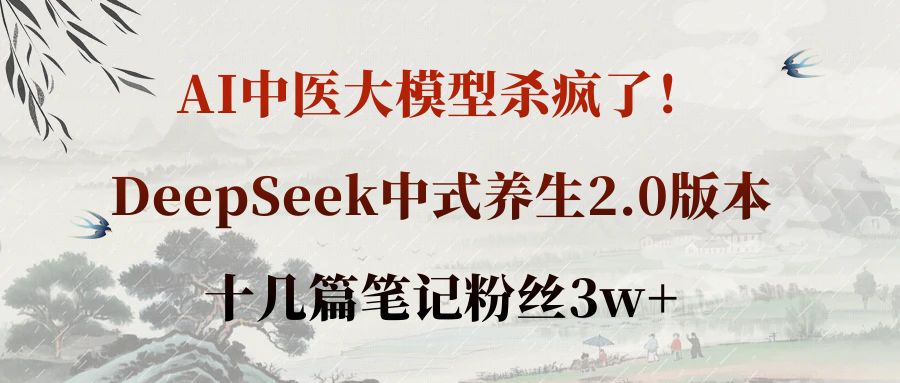 AI中医大模型杀疯了！DeepSeek中式养生2.0版本，十几篇笔记粉丝3w+阿朗网创吧-网创项目资源站-副业项目-创业项目-搞钱项目阿朗网创吧
