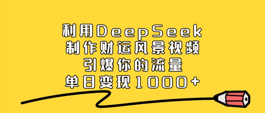 利用DeepSeek制作财运风景视频，做出爆款视频，单日变现1000+阿朗网创吧-网创项目资源站-副业项目-创业项目-搞钱项目阿朗网创吧