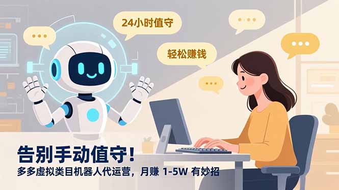 告别手动值守！多多虚拟类目机器人代运营，月赚 1-5W 有妙招阿朗网创吧-网创项目资源站-副业项目-创业项目-搞钱项目阿朗网创吧