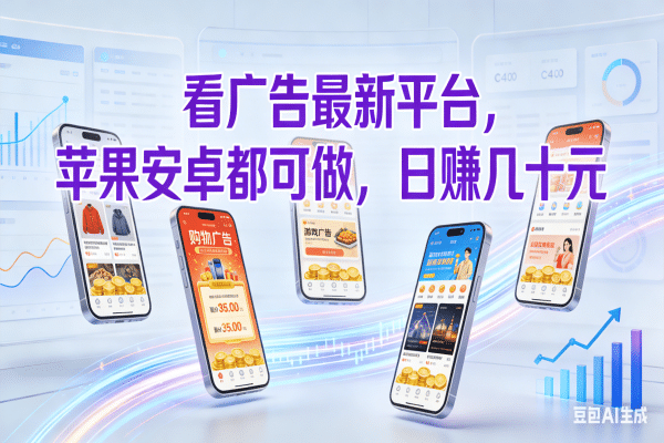 看广告最新平台，苹果安卓都可做，日赚几十元阿朗网创吧-网创项目资源站-副业项目-创业项目-搞钱项目阿朗网创吧
