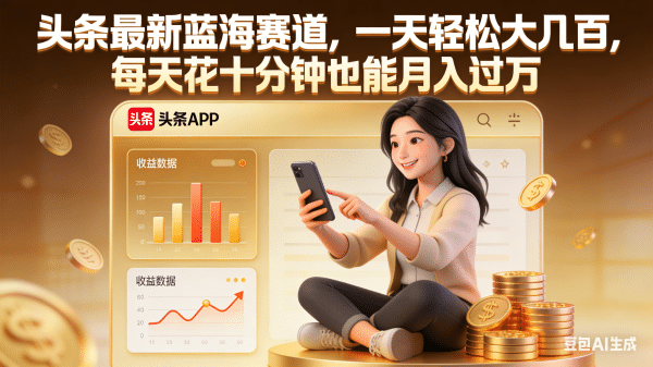 头条最新蓝海赛道，一天轻松大几百，每天花十分钟也能月入过万阿朗网创吧-网创项目资源站-副业项目-创业项目-搞钱项目阿朗网创吧