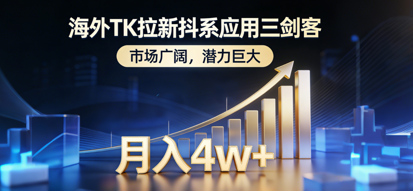 2026海外TK拉新抖系应用三剑客，市场广阔，潜力巨大，月入4w+阿朗网创吧-网创项目资源站-副业项目-创业项目-搞钱项目阿朗网创吧